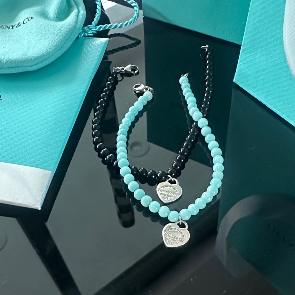 Tiffany & Co. Black and Blue Beaded Bracelets